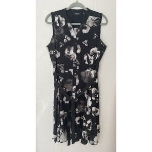 Simply Vera Wang Floral Black and White Midi Dress M